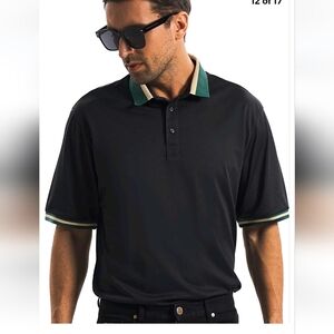 NWT LEDINEY men's polo shirt black and green